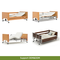 Lit médical en bois pour soins à domicile, lit de luxe confortable avec moteur OKIN, lit de maison de retraite, lit d'hôpital électrique