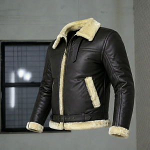 High Quality Genuine Leather <b>Jacket</b> for Men Stand Collar Front Waterproof Eco-Friendly Winter Streetwear Breathable Quick Dry - Product Image 1