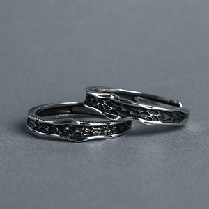Abyss <b>Rings</b> For Men And Women 925 Sterling <b>Silver</b> Geometric Design <b>Adjustable</b> Couple <b>Ring</b> Unisex Jewelry Gift - Product Image 1