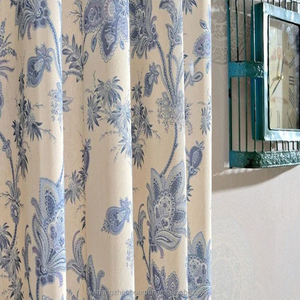 Floral <strong>Navy</strong> Blue Semi-Blackout <strong>Curtains</strong> Polyester Window Drapes Thermal Farmhouse Country <strong>Curtains</strong> for Living Room or Bedroom - Product Image 2