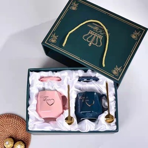 High-quality Appearance Level Gift <b>Ceramic</b> <b>Mugs</b> Marble-patterned Covered Spoon Water Cups Customized LOGO - Product Image 3