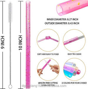 Pailles à boire en silicone réutilisables de qualité alimentaire 2 brosses de nettoyage écologiques pour gobelets de 30oz Service de coupe RTIC <span class=keywords><strong>Yeti</strong></span> Ozark - Product Image 4