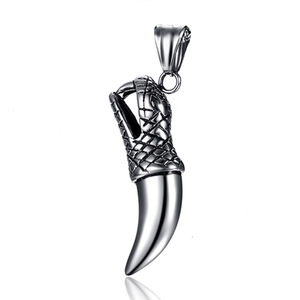 Ciondolo da Uomo in Acciaio Inossidabile 316L, Lussuoso Pendente a Forma di Testa di <span class=keywords><strong>Lupo</strong></span> in Titanio, Gioiello Punk alla Moda - Product Image 5