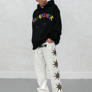 Sweats à capuche personnalisés à capuche brodés en chenille de coton épais pour hommes - Product Image 4