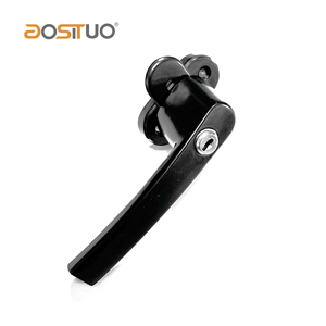 Poignée de fenêtre coulissante en aluminium noir/blanc avec serrure à clé, poignée <span class=keywords><strong>Espag</strong></span> en PVC, poignée de fenêtre à point unique avec tige - Product Image 6