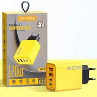 Charger Dinding Pengisian Cepat Portable Kuning 120W 5-Port USB-C PD3.0 QC3.0 untuk Tablet & Ponsel