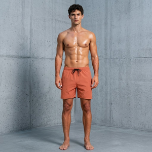 Shorts basiques de couleur unie pour hommes, tissu en maille respirant, taille élastique, style athlétique pour l'exercice quotidien, la course à pied, le jogging, la salle de sport - Product Image 1