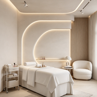 Station de travail en bois personnalisée pour manucure, chaise légère avec éclairage LED, finition stratifiée, décoration élégante pour salon de manucure