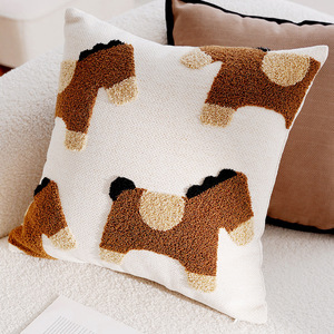 Décoration 17X17 Pouces Ronde Dessin Animé Cheval Broderie Canapé Canapé Lavable <span class=keywords><strong>Coussin</strong></span> Couvre - Product Image 5