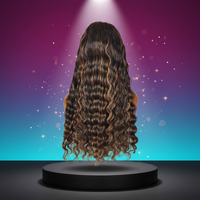 Perruques longues bouclées pré-épilées en cheveux Remy, cheveux péruviens pour perruque Lace Front à ondulations profondes et mèches.