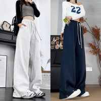 Pantalon de survêtement unisexe automne, coupe droite ample, doublure polaire épaisse, grande taille, décontracté, pour le sport
