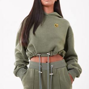 Chándal de Yoga para mujer, ropa de entrenamiento, gimnasio, alta calidad, deportes atléticos, sudadera corta de algodón, venta al por mayor - Product Image 2