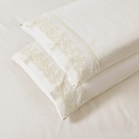 Parure de lit de luxe française en dentelle unie, housse de couette soyeuse et douce, style princesse, drap blanc crème pour chambre à coucher