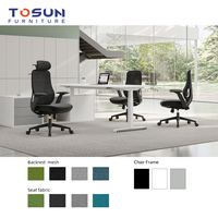 Chaise de bureau ergonomique à dossier haut inclinable en maille avec base en mousse, appui-tête amovible et accoudoirs flexibles réglables