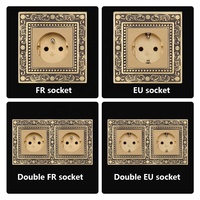 Baroque Bronze Métal Cuivre Matériel Panneau EU Français ROYAUME-UNI Standard International Universel Applique Murale Interrupteur 16A Prise Européenne