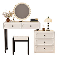 Table de maquillage/coiffeuse vintage de style français pour petit appartement, luxe léger, simple, avec charge sans fil, en bois massif