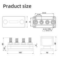 Bloque de Distribución de Energía CC Compacto de 300A, 7 Puertos Extraíbles, Base PA66, Protección Contra Encendido, Caja de Conexiones Impermeable para Automóvil/Camión