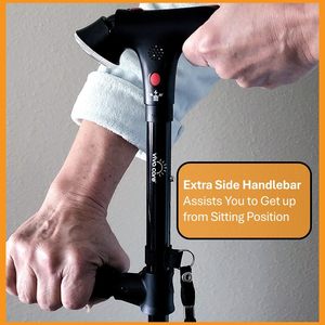 <span class=keywords><strong>Canne</strong></span> de sureau pliante télescopique pliable avec alarme LED Bâtons de marche fidèles Béquilles <span class=keywords><strong>pour</strong></span> les activités de plein air Randonnée Parents - Product Image 2