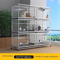 Cage d'élevage moderne multicouche en métal pour pigeons de course, enclos carré spacieux en fil métallique, support roulant, conception sécurisée anti-évasion pour oiseaux