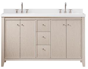<span class=keywords><strong>Mobile</strong></span> <span class=keywords><strong>Bagno</strong></span> Moderno in Legno Massello Scanalato con Top in Pietra Bianca |   Certificato UPC, Disponibile in Diverse Misure - Product Image 3