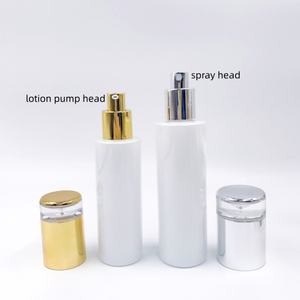 ชุดขวดและกระปุกแก้วสำหรับเครื่องสำอางหรูหรา ขนาด 30 มล. 50 มล. 100 มล. ครีมบำรุงผิว น้ำหอมแบบสเปรย์ โลชั่นแบบปั๊ม ฝาปิดทรงหยดน้ำ สีทอง สีเงิน - Product Image 6