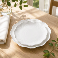 Assiettes à dîner en céramique blanche PITO, porcelaine écologique, style bohème, vaisselle en porcelaine blanche pour les banquets de mariage