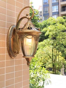 <b>Outdoor</b> Wall Mount Brass Lamp Tempered Glass Diffuser 3500K Warm White <b>Light</b> Waterproof Solar Powered 10-Year Warranty LED - Product Image 3