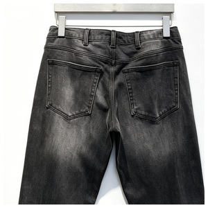 Jeans Neri da <span class=keywords><strong>Donna</strong></span> a Gamba Dritta con Lavaggio Vintage Effetto Consumato - Product Image 4
