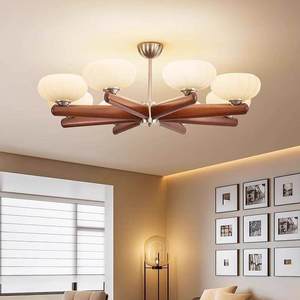 Lustre moderne en bois à plusieurs têtes LED pour salon et salle à manger, luminaire d'intérieur - Product Image 4