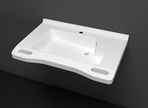 Lavabo Moderno de Piedra Artificial de Grado Médico, Montado en la Pared, con Barras de Seguridad para Baños y Hospitales - Product Image 2