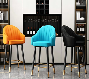 Taburete de Bar Giratorio Moderno y Lujoso, Altura Ajustable, Piel Sintética, con Respaldo y Reposabrazos <span class=keywords><strong>para</strong></span> Isla de Cocina - Product Image 4
