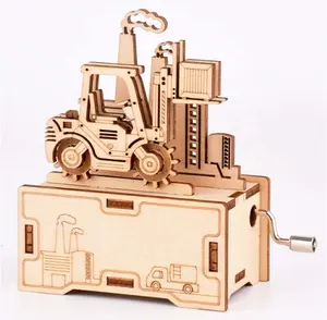 رافعة شوكية خشبية ثلاثية الأبعاد تعمل يدويًا مكتب نموذج التجميع مجموعات لغز اللعب الهدايا الديكور للأطفال