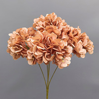 Bunga Hydrangea Sutra Karamel Buatan, Tangkai Bunga Palsu untuk Dekorasi Pernikahan dan Acara