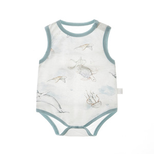 Ropa de bebé: <span class=keywords><strong>Pijama</strong></span> de algodón puro de una pieza para recién nacido, tipo tiras triangulares, con entrepierna abierta, fino para verano - Product Image 3