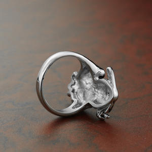 도매 패션 빈티지 펑크 스타일 힙합 만들기 티타늄 스틸 캐스팅 죽음 총 해골 손가락 반지 남성용 - Product Image 4