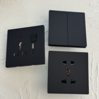 Interruptor de luz de pared para el hogar con panel de 86 teclas, 250V, 1 interruptor, 1 toma de corriente de 13A para Reino Unido, USB-C, acabado negro mate, regulador de intensidad, ventilador, moderno y fácil de instalar.