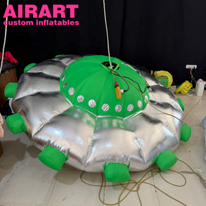 UFO Gonfiabile Argento-Verde, con <span class=keywords><strong>Sfere</strong></span> Decorative Gonfiabili a Forma di Astronave per Esposizione - Product Image 1