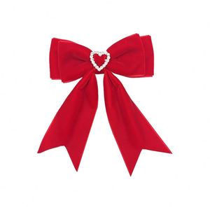Valentine's Day Girl's Hair Accessories Heart-Shaped Rhinestone <b>Velvet</b> Hairpin Dovetail <b>Bow</b> Hair Clips for Children - Product Image 6