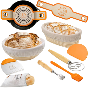 Linen Liner <b>Silicone</b> Bread Sling Danish Dough Whisk Bread Lame Bowl Scraper Dough Scraper Bread Proofing <b>Baking</b> Set - Product Image 1