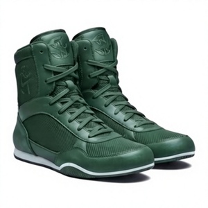 KLTW INT'L Chaussures de lutte montantes pour hommes, noires, tige en PU, doublure en mesh, semelle extérieure en caoutchouc, baskets d'entraînement de combat, pour la salle de sport et la lutte en ring - Product Image 1