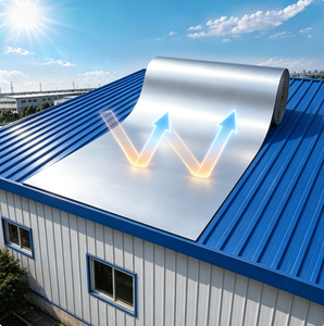 Feuille de toiture en aluminium auto-adhésive en aérogel, imperméable et isolante, épaisseur 1,5 mm, pour structure en acier de entrepôt de pneus - Product Image 1