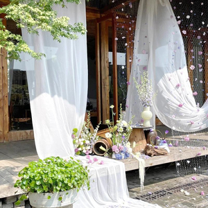 Soldes Exceptionnelles - Tissu en Chiffon de Soie, Voile de Chiffon Transparent Blanc pour Décoration de Mariage - Product Image 2