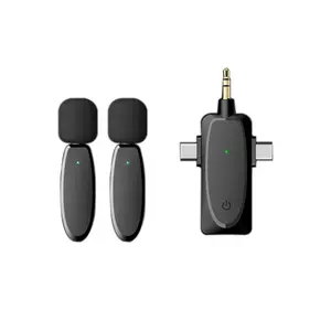 3 in 1 Dual Lavalier Microphone 2 Pack Wireless Lapel Microphone for Video Recording