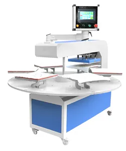 Mesin pres panas 6 palet putar 16X20 inci dengan pemosisian laser untuk Kaus katun vinil, tas tangan olahraga tekan panas pendek