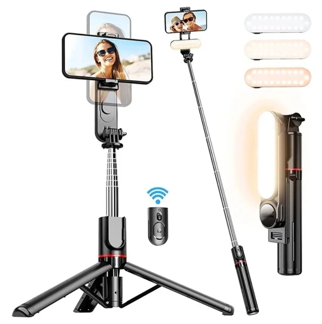 L15 Selfie Stick Tripod Wireless Foldable Retractable Tri-Color Temperature LED Fill Light Portable Pocket Mobile Phone Holder