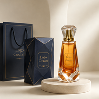 Botol Parfum Kaca Kosong Mewah Custom dengan Tutup Kristal Bersegi, Pompa Semprot Emas, Dapat Diisi Ulang, Dilengkapi Kotak