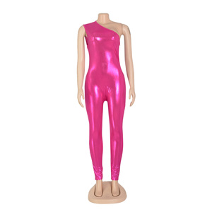 Monos para Mujer 2023, <span class=keywords><strong>Mono</strong></span> Largo de un Solo Hombro, <span class=keywords><strong>Mono</strong></span> Ajustado Plateado Metálico Brillante para Mujer, Atuendos Sexys para Club, Verano - Product Image 6