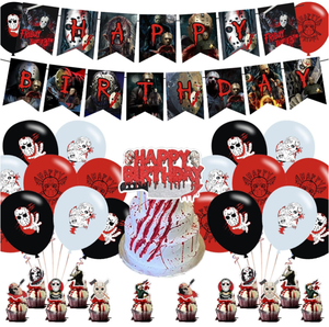 Decorazioni per Festa di Compleanno a Tema <span class=keywords><strong>Horror</strong></span>: Striscione, Topper per Torte e Cupcake, Palloncini in Lattice Stampati con Elio - Product Image 1