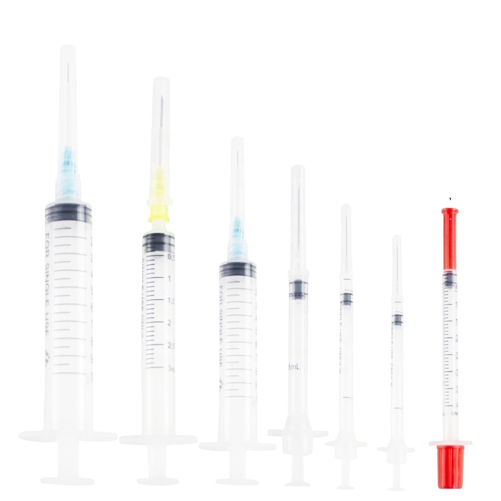 Chinese manufacturer 1ml 3ml 5ml 10ml 20ml 60ml Luer lock slip plastic medical disposable syringe with needle