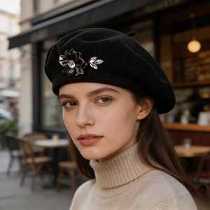 Béret en laine pour femme adulte, logo personnalisé, broderie à la main, hiver, décontracté, extérieur, respirant, polaire, vente en gros, OEM/ODM, directement <span class=keywords><strong>de</strong></span> l'usine - Product Image 3